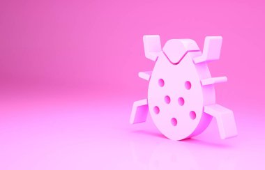 Pembe Sistem hata konsepti simgesi pembe arka planda izole edildi. Kod hatası konsepti. Sistemde hata var. Böcek araması. Minimalizm kavramı. 3d illüstrasyon 3B canlandırma