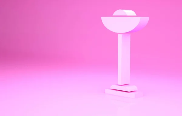 Pink Floor lamp icon isolated on pink background. Minimalism concept. 3d illustration 3D render — Stock Photo, Image