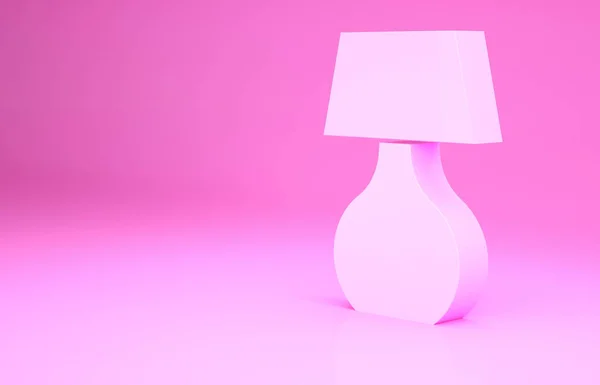 Ροζ επιτραπέζιο φωτιστικό εικονίδιο απομονώνονται σε ροζ φόντο. Λάμπα γραφείου. Μινιμαλιστική έννοια. 3d απεικόνιση 3D καθιστούν — Φωτογραφία Αρχείου