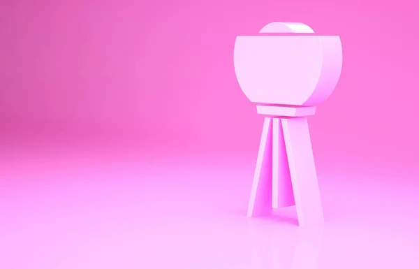 Pink Gulvlampe ikon isoleret på lyserød baggrund. Minimalisme koncept. 3d illustration 3D gengivelse - Stock-foto