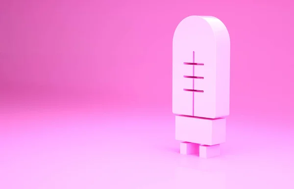 Ícone de diodo emissor de luz rosa isolado no fundo rosa. Componente elétrico do diodo semicondutor. Conceito de minimalismo. 3D ilustração 3D render — Fotografia de Stock