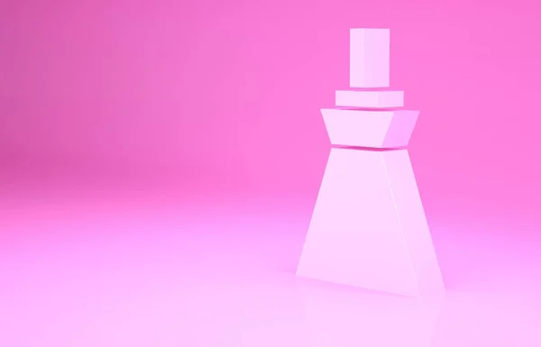 粉色灯笼悬挂图标隔离在粉红色背景上.吊灯灯泡.最低纲领的概念。3D渲染3D插图 — 图库照片