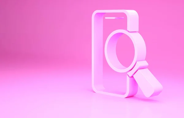 Pink Phone reparatie service icoon geïsoleerd op roze achtergrond. Aanpassen, service, instelling, onderhoud, reparatie, vaststelling. Minimalisme concept. 3d illustratie 3D renderen — Stockfoto