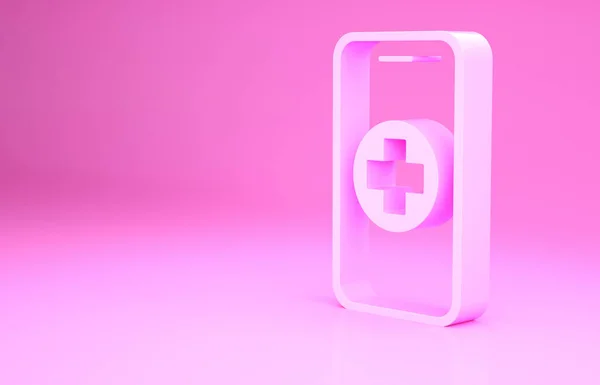 粉色背景下孤立的粉红手机维修服务图标.调整、维修、设定、维修、修理、修理。最低纲领的概念。3D渲染3D插图 — 图库照片