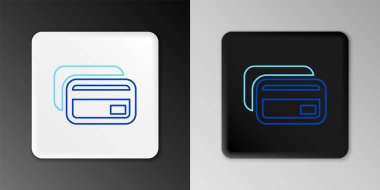 Çizgi kredi kartı simgesi gri arkaplanda izole edildi. Çevrimiçi ödeme. Nakit çekilmesi. Finansal operasyonlar. Alışveriş tabelası. Renkli taslak konsepti. Vektör