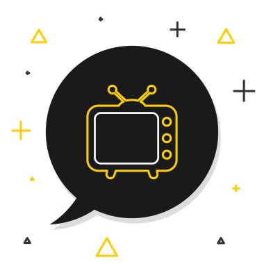 Beyaz arkaplanda çizgi televizyon simgesi izole edildi. Televizyon tabelası. Renkli taslak konsepti. Vektör