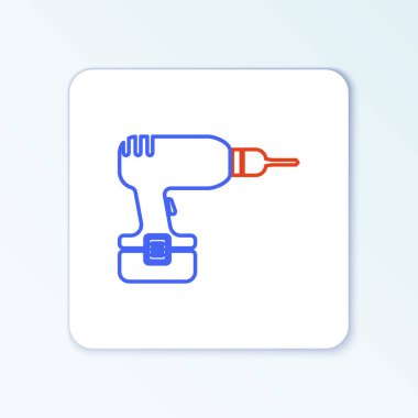 Çizgi sondaj makinesi simgesi beyaz arkaplanda izole edildi. Renkli taslak konsepti. Vektör