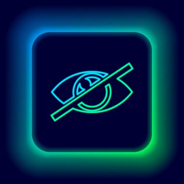 Parlayan neon çizgisi Görünmez veya simge gizleme siyah arkaplan üzerinde izole. Renkli taslak konsepti. Vektör