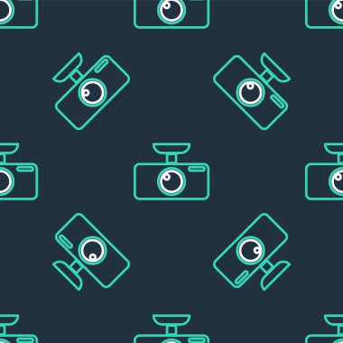 Line Car DVR simgesi siyah arkaplanda izole edilmiş. Araba dijital video kaydedici ikonu. Vektör