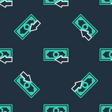 Hat Cash simgesi siyah arkaplanda izole edilmiş. Finansal hizmetler, para iadesi yatırım, tasarruf hesabı, döviz kuru. Vektör