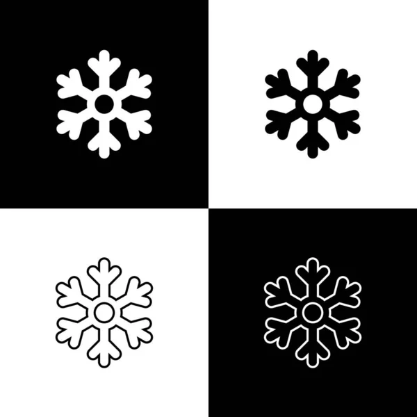 Ställ Snowflake Ikon Isolerad Svart Och Vit Bakgrund Vektor Illustration — Stock vektor