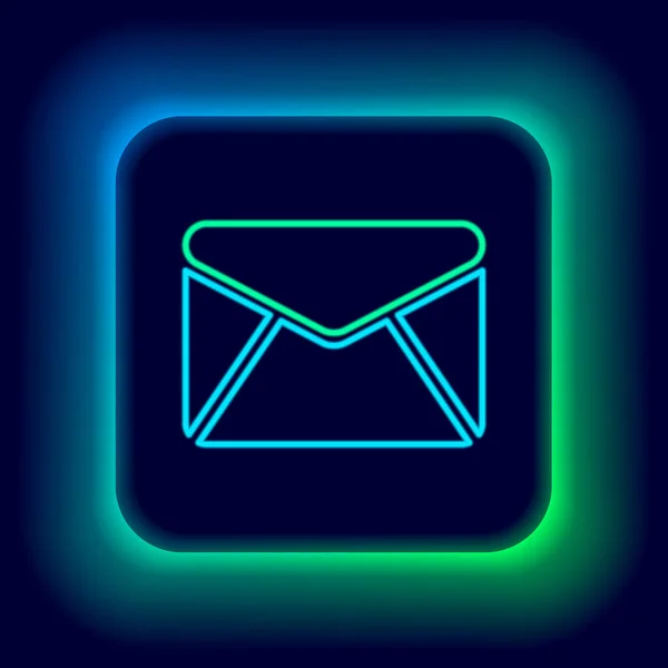 Linea Neon Luminosa Icona Busta Isolata Sfondo Nero Mail Messaggio — Vettoriale Stock
