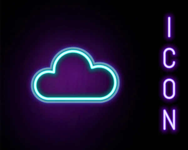 Gloeiende Neon Lijn Cloud Icoon Geïsoleerd Zwarte Achtergrond Kleurrijk Concept — Stockvector