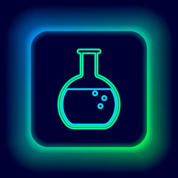 Glowing Neon Line Test Tube Flask Chemical Laboratory Test Icon — Stock Vector