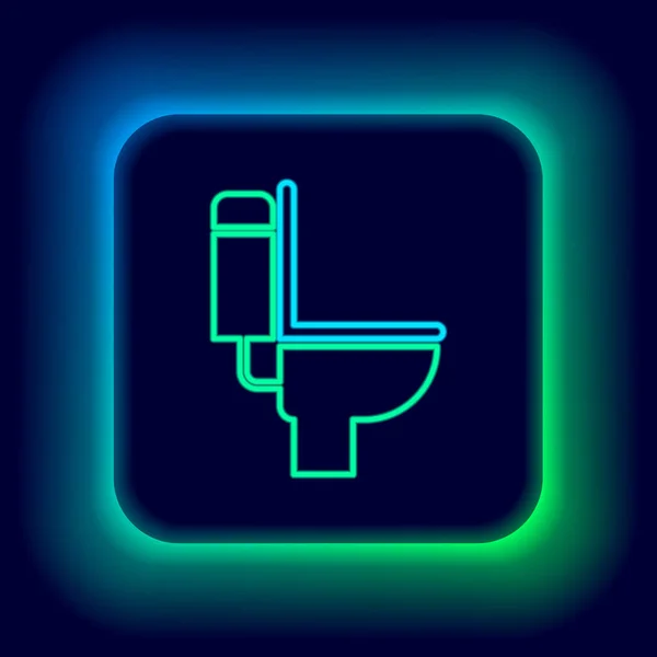 Leuchtende Neon Linie Toilettenschüssel Symbol Isoliert Auf Schwarzem Hintergrund Buntes — Stockvektor