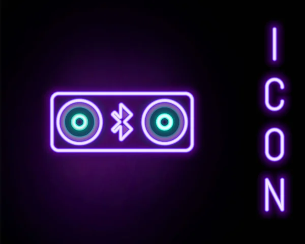 Glödande Neon Line Bluetooth Ansluten Ikon Isolerad Svart Bakgrund Färgstarkt — Stock vektor