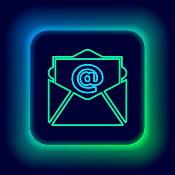 Сяюча Неонова Лінія Пошта Іконка Електронної Пошти Ізольовані Чорному Тлі — стоковий вектор