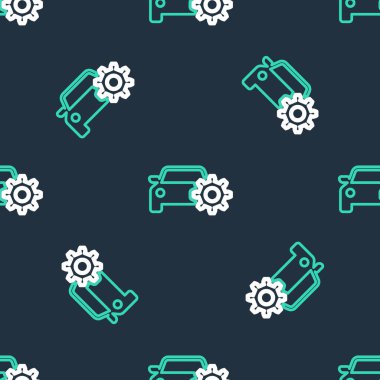 Çizgi Araba Servis simgesi siyah arkaplanda kusursuz desen izole etti. Otomobil tamircisi. Tamirci servisi. Tamirci oto tamircisi. Bakım tabelası. Vektör