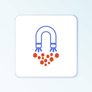 Beyaz arkaplanda para simgesi olan mıknatıs hattı. Yatırım ve para çekme kavramı. Büyük işletmelerin kazanç kaynağı ve başarısı. Renkli taslak konsepti. Vektör