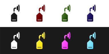 Tıbbi oksijen maskesi simgesini siyah beyaz arkaplanda izole et. Vektör İllüstrasyonu.