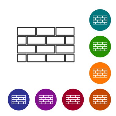 Siyah çizgi güvenlik duvarı, beyaz arka planda izole edilmiş bir güvenlik duvarı simgesi. Simgeleri renk daire düğmelerine ayarla. Vektör.