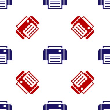 Mavi ve kırmızı yazıcı simgesi beyaz arkaplandaki kusursuz deseni izole etti. Vektör.