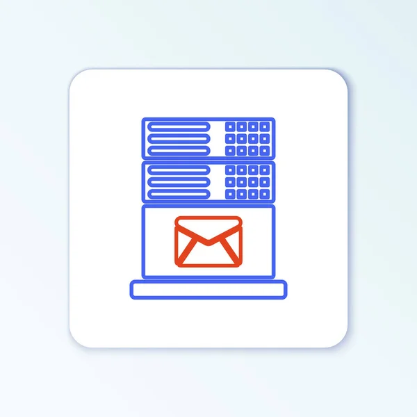 Line Mail Server Icoon Geïsoleerd Witte Achtergrond Kleurrijk Concept Vector — Stockvector