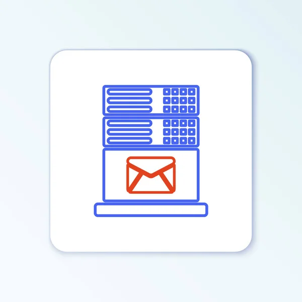 Icono Del Servidor Correo Línea Aislado Sobre Fondo Blanco Concepto — Vector de stock