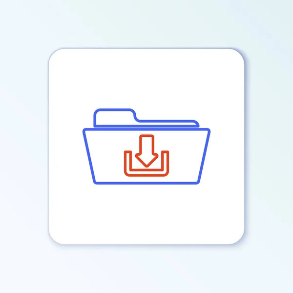 Line Folder Icône Téléchargement Isolé Sur Fond Blanc Concept Contour — Image vectorielle