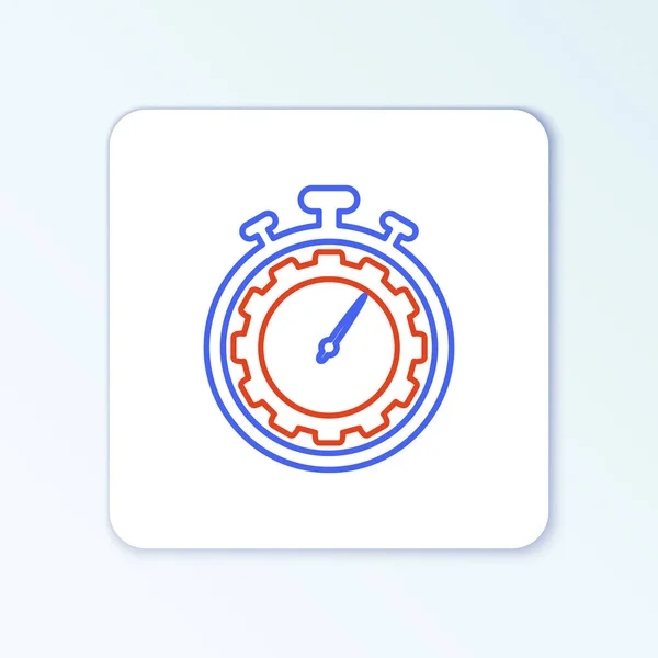 Line Time Management Icoon Geïsoleerd Witte Achtergrond Klok Versnellingsbak Productiviteitssymbool — Stockvector