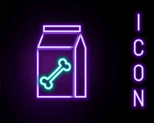 Ragyogó Neon Vonal Zacskó Élelmiszer Kedvtelésből Tartott Ikon Elszigetelt Fekete — Stock Vector