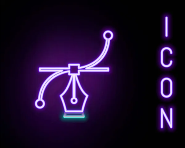 สายน ออนเร องแสงของไอคอนเส นโค Bezier แยกจากพ นหล ไอคอนเคร องม อปากกา — ภาพเวกเตอร์สต็อก