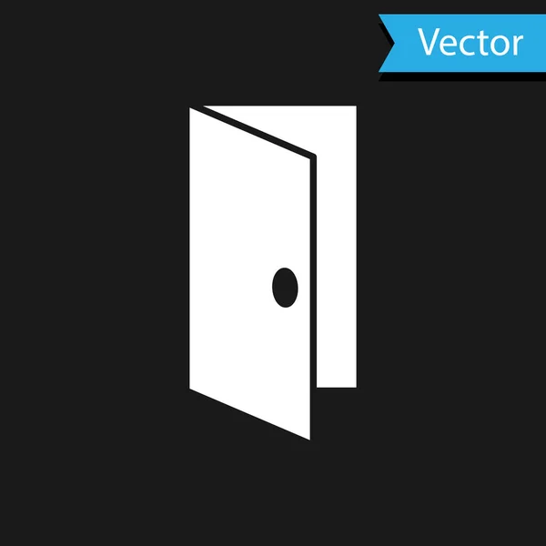 Ícone Porta Branca Fechada Isolado Fundo Preto Vetor — Vetor de Stock