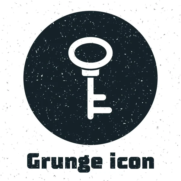 Grunge House Schlüsselsymbol Isoliert Auf Weißem Hintergrund Monochrome Vintage Zeichnung — Stockvektor