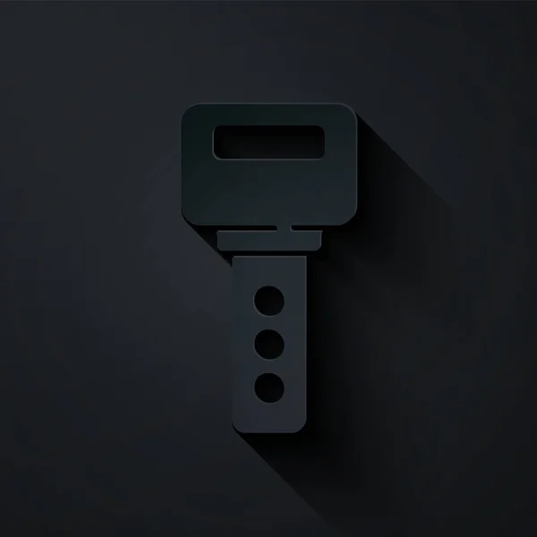 Ікона Ключа Хауса Паперу Ізольована Чорному Тлі Паперовий Стиль Вектор — стоковий вектор