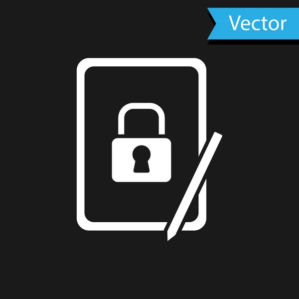 Tableta Gráfica Blanca Con Icono Candado Cerrado Aislado Sobre Fondo — Vector de stock