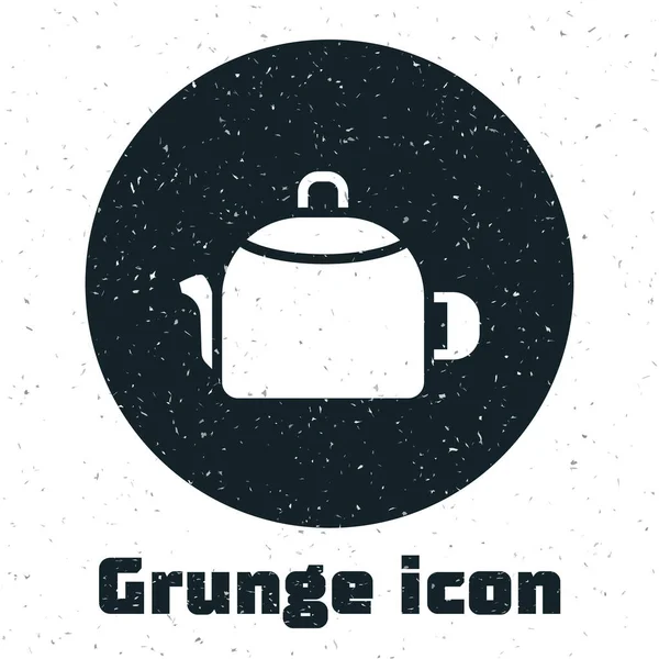 Bouilloire Grunge Avec Icône Poignée Isolée Sur Fond Blanc Icône — Image vectorielle