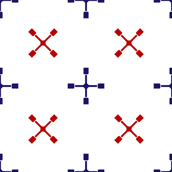 Blauw Rood Wheel Moersleutel Pictogram Geïsoleerd Naadloos Patroon Witte Achtergrond — Stockvector