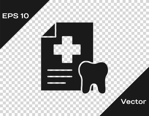Clipboard Preto Com Cartão Dental Paciente Ícone Registros Médicos Isolados — Vetor de Stock