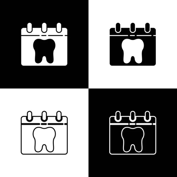 Визначте Календар Іконою Зубів Виділеною Чорно Білому Тлі Міжнародний День — стоковий вектор