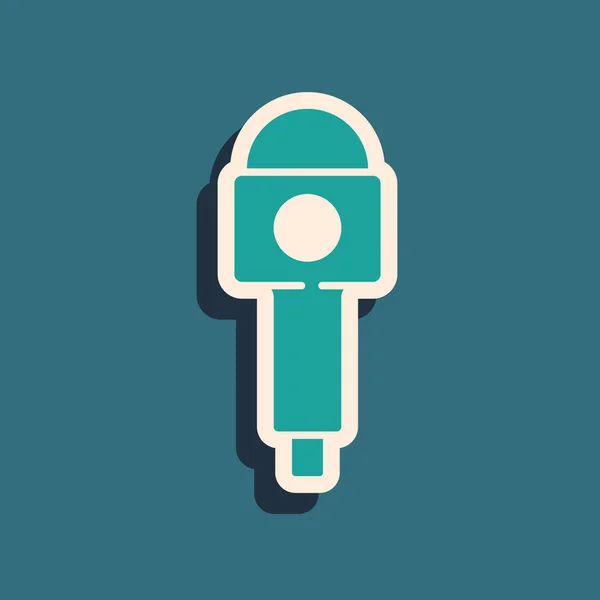 Zielona Ikona Mikrofonu Izolowana Zielonym Tle Mikrofonie Radiowym Znak Mówcy — Wektor stockowy