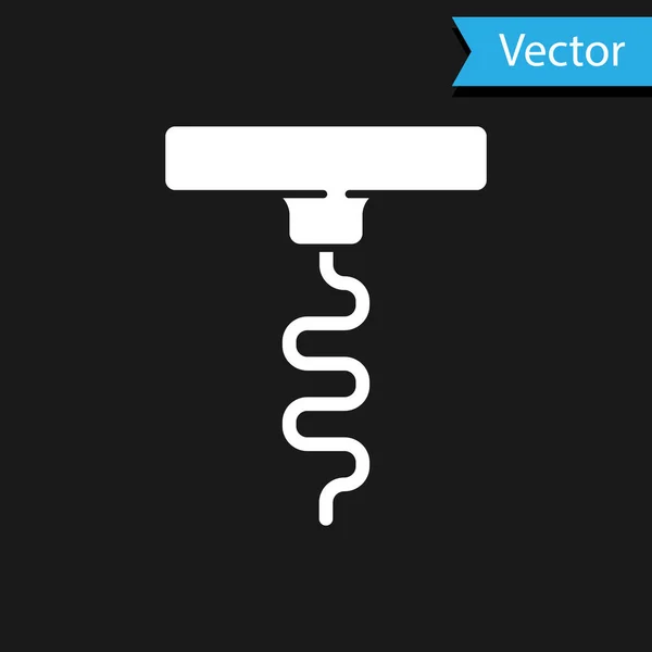 White Wine Corkscrew Icon Isolated Black Background Vector — Stock Vector