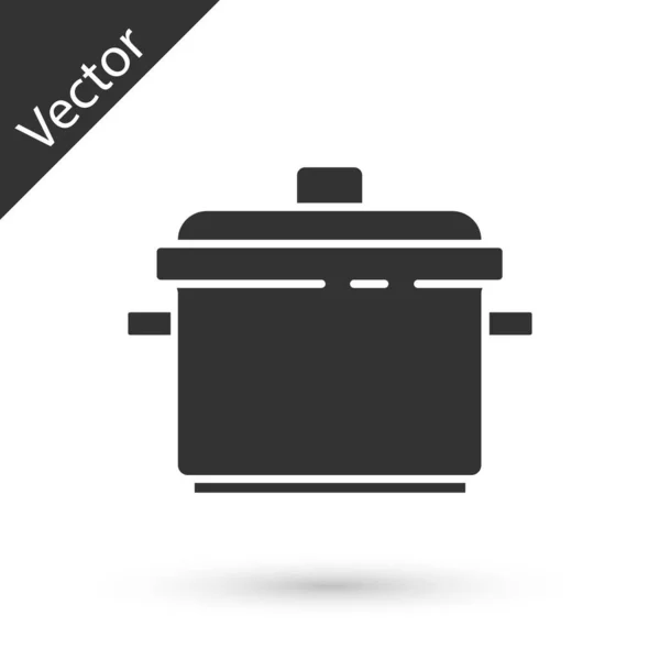 Icono Olla Cocina Gris Aislado Sobre Fondo Blanco Hervir Guisar — Vector de stock