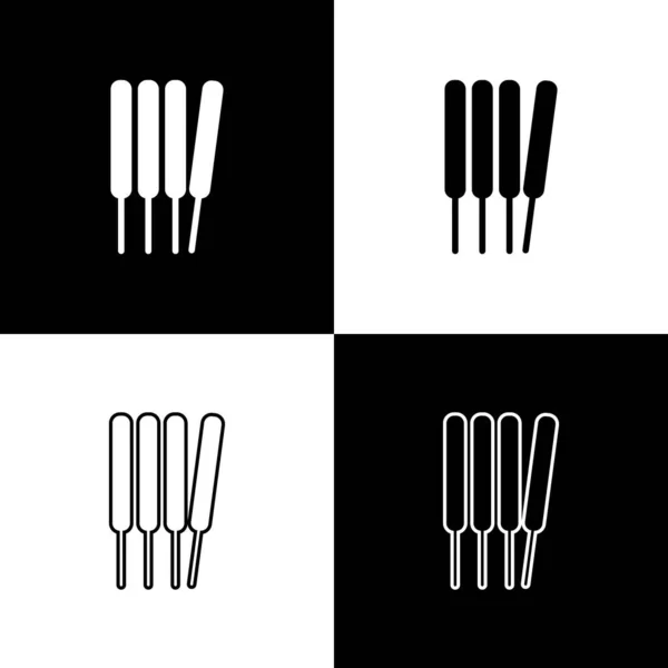 Set Arôme Bâtons Encens Arômes Icône Isolée Sur Fond Noir — Image vectorielle