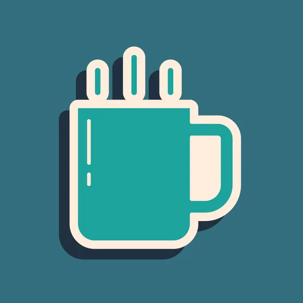 Πράσινο Φλιτζάνι Καφέ Εικονίδιο Απομονώνονται Πράσινο Φόντο Ένα Φλιτζάνι Τσάι — Διανυσματικό Αρχείο