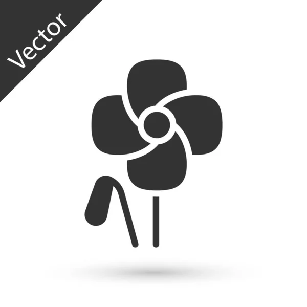 Icône Fleur Pavot Gris Isolé Sur Fond Blanc Vecteur — Image vectorielle