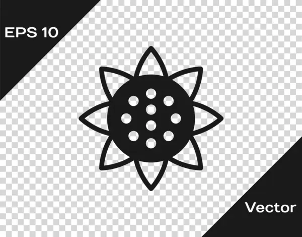 Icono Girasol Negro Aislado Sobre Fondo Transparente Vector — Vector de stock