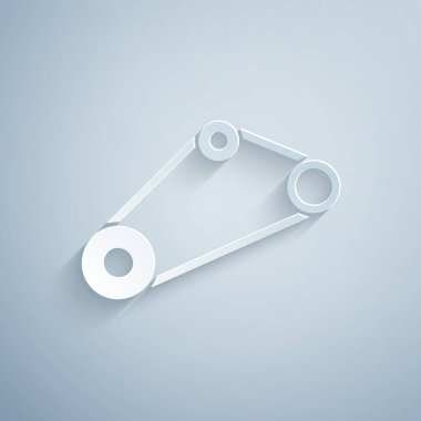 Kağıt kesiği zaman ayarlama kipi simgesi gri arkaplanda izole edildi. Kağıt sanatı tarzı. Vektör