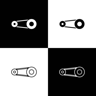 Zamanlama kemeri kipi simgesini siyah ve beyaz arkaplanda izole et. Vektör