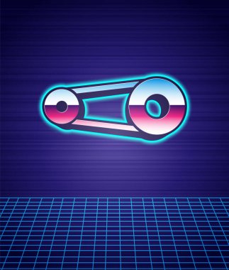 Geçmişe dönük zamanlama kemeri simgesi izole edilmiş geleceksel manzara arkaplanı. 80 'lerin moda partisi. Vektör